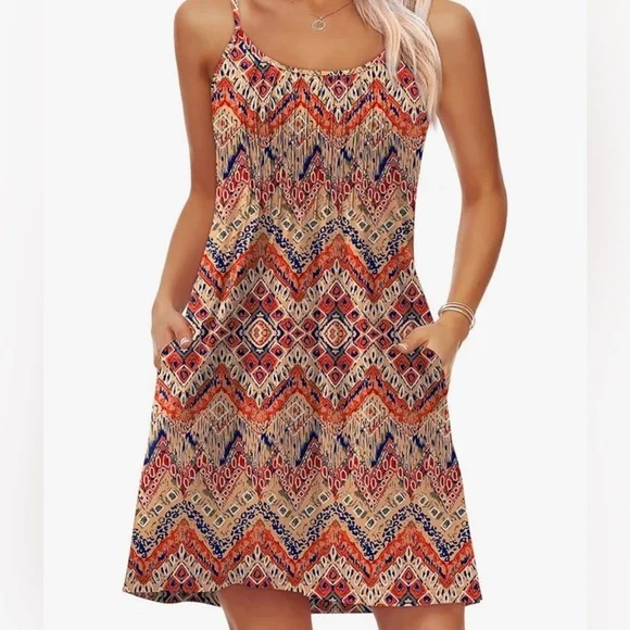 Bohemian Summer Dress with Pockets - Picture 1 of 3
